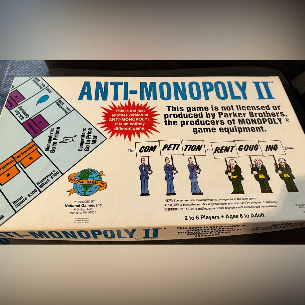Vintage 1977 Anti-Monopoly II Board Game National Games Complete Excellent Cond